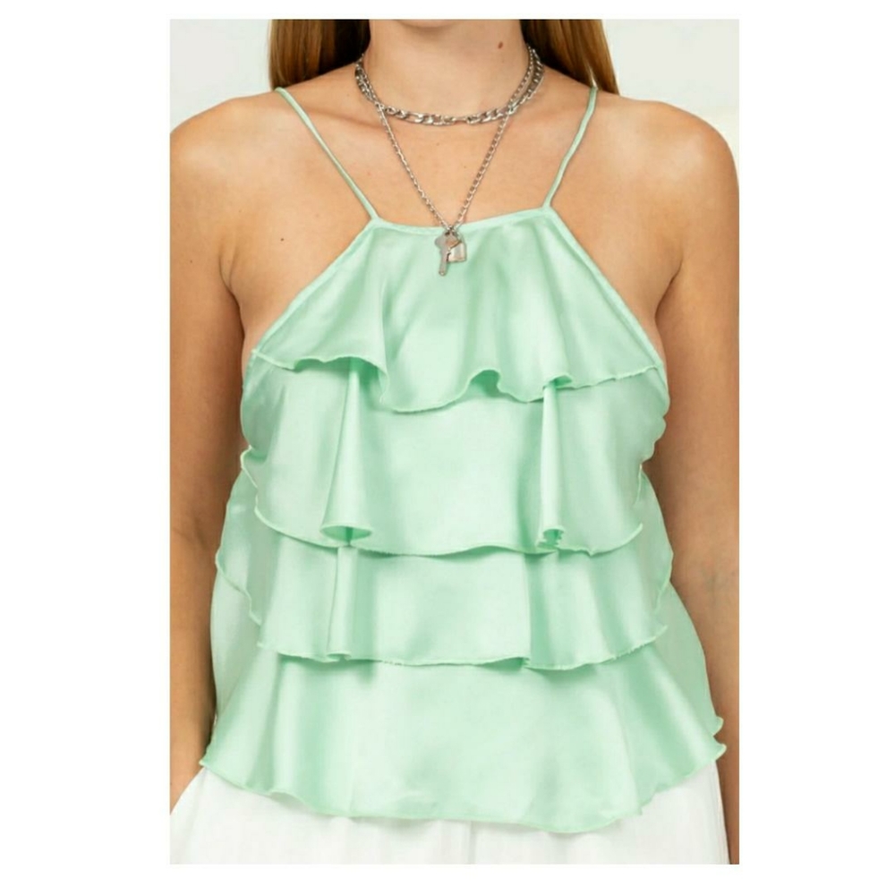 HYFVE Halter Spaghetti Strap Ruffle Top - Picture 2 of 8